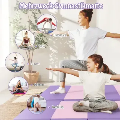 Gymnastická podložka s odnímatelným potahem z PU kůže 240 x 117 x 5 cm Fialová + růžová