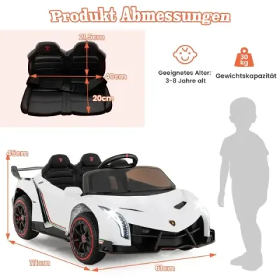 Dětské elektrické auto Lamborghini s dálkovým ovládáním a LED světlomety a klaksonem a hudbou Dětské auto růžové
