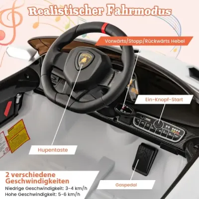 Dětské elektrické auto Lamborghini s dálkovým ovládáním a LED světlomety a klaksonem a hudbou Dětské auto růžové