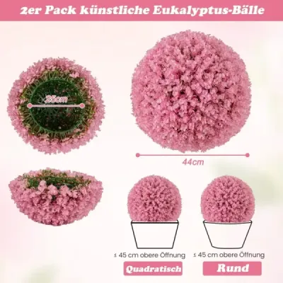 2 buxus koule 44 cm umělá rostlina eukalyptus buxus koule tráva koule rostlina koule růžová