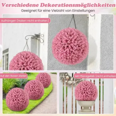 2 buxus koule 44 cm umělá rostlina eukalyptus buxus koule tráva koule rostlina koule růžová