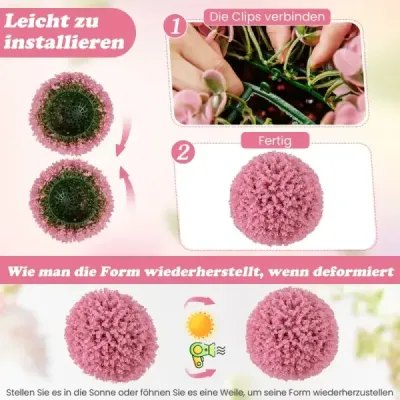 2 buxus koule 44 cm umělá rostlina eukalyptus buxus koule tráva koule rostlina koule růžová