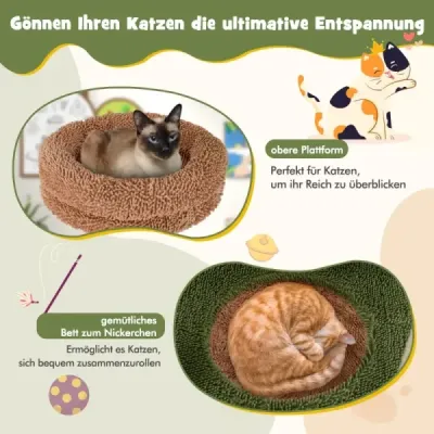 Vysoké škrábadlo pro domácí zvířata Víceúrovňová věž pro kočky se sisalovými sloupky
