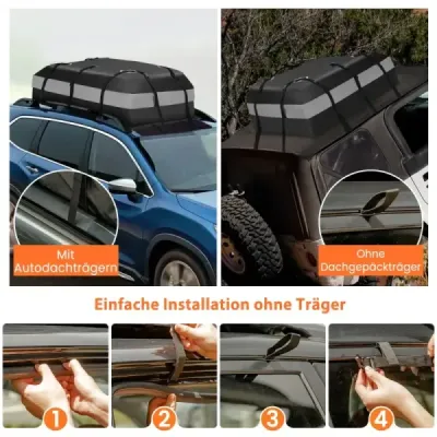 420 l střešní box pro auto s kombinovaným zámkem a 6 dveřovými háčky a protiskluzovou podložkou Vodotěsný střešní box šedý