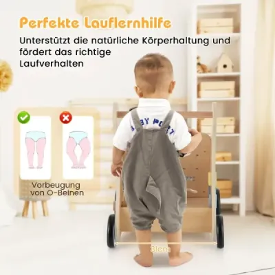 Dřevěné chodítko s multifunkčním vzdělávacím centrem Montessori tlačné chodítko