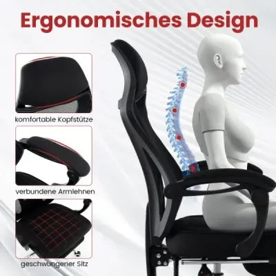 Ergonomická kancelářská židle s opěrkou nohou a výškově nastavitelným sklonem opěradla