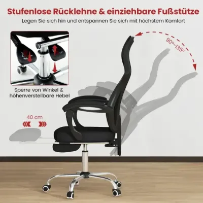 Ergonomická kancelářská židle s opěrkou nohou a výškově nastavitelným sklonem opěradla