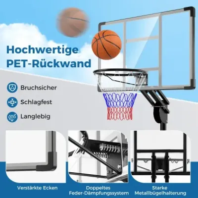 Outdoor Basketball Hoop 135/143-305 cm Výškově nastavitelný basketbalový stojan se 2 kolečky