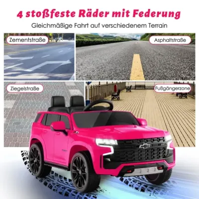 Dětské elektrické autíčko Chevrolet s 2,4G dálkovým ovládáním, odpružením, světly a hudbou, růžové