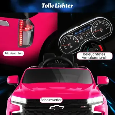 Dětské elektrické autíčko Chevrolet s 2,4G dálkovým ovládáním, odpružením, světly a hudbou, růžové
