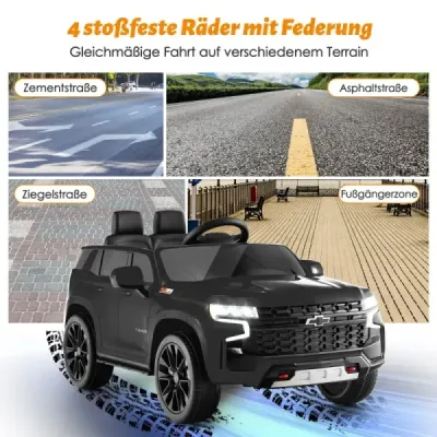Dětské elektrické autíčko Chevrolet s 2,4G dálkovým ovládáním, odpružením, světly a hudbou, černé