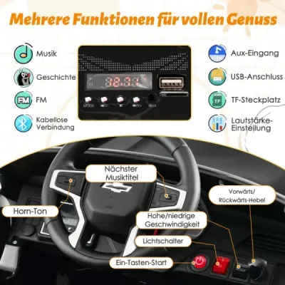 Dětské elektrické autíčko Chevrolet s 2,4G dálkovým ovládáním, odpružením, světly a hudbou, černé