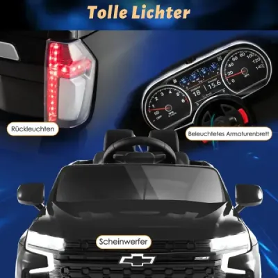 Dětské elektrické autíčko Chevrolet s 2,4G dálkovým ovládáním, odpružením, světly a hudbou, černé