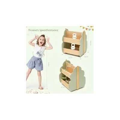 Dětský regál na knihy Dřevěný regál na knihy s univerzálními kolečky 52 x 46 x 62,5 cm Zelený