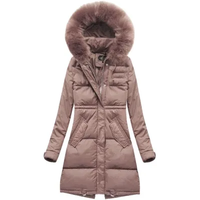 Dlouhá dámská zimní bunda MODA7752 růžová