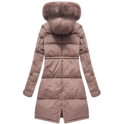 Dlouhá dámská zimní bunda MODA7752 růžová