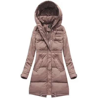 Dlouhá dámská zimní bunda MODA7752 růžová