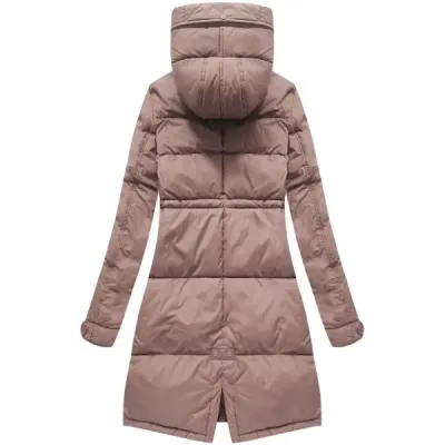 Dlouhá dámská zimní bunda MODA7752 růžová