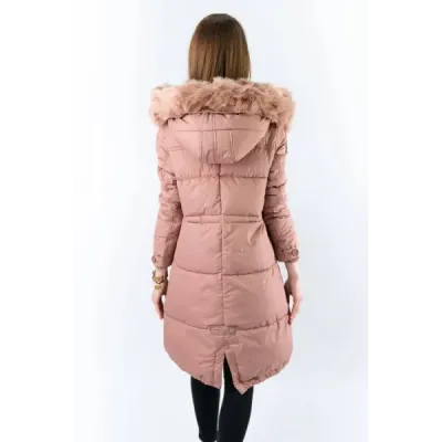 Dlouhá dámská zimní bunda MODA7752 růžová