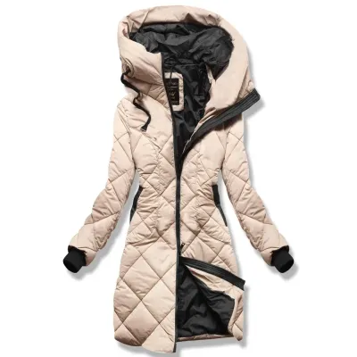 Přechodná dámská bunda z kapucí Libland MODA7735 béžová