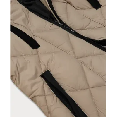 Přechodná dámská bunda z kapucí Libland MODA7735 béžová