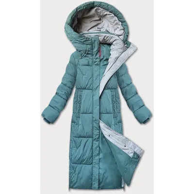 Dlouhá dámská zimní bunda LHD MODA4576 šedozelená