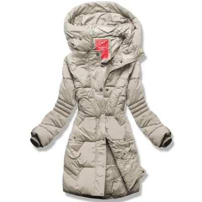 Dámská tenčí zimní bunda s kapucí LHD MODA4585 béžová