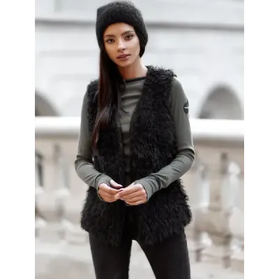 Dámská kožešinová vesta MODA1402 černá