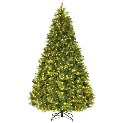Umělý vánoční stromek s LED pohádkovými světly Vánoční stromek 210/225/240 cm Zelená-240 cm