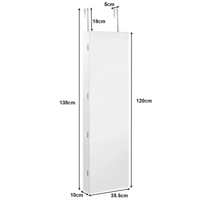 Skříňka na šperky nástěnné zrcadlo s LED osvětlením zrcadlová skříňka 120 x 35,5 x 10 cm černá/bílá-bílá