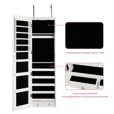 Skříňka na šperky nástěnné zrcadlo s LED osvětlením zrcadlová skříňka 120 x 35,5 x 10 cm černá/bílá-bílá