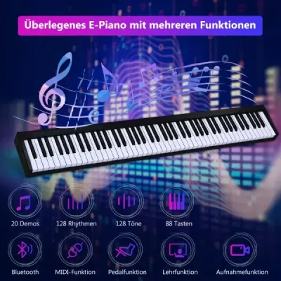 Digital Piano Keyboard 88 kláves Přenosný elektronický hudební nástroj Dětský klavír Dětský klavír Černý