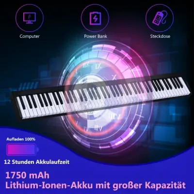 Digital Piano Keyboard 88 kláves Přenosný elektronický hudební nástroj Dětský klavír Dětský klavír Černý