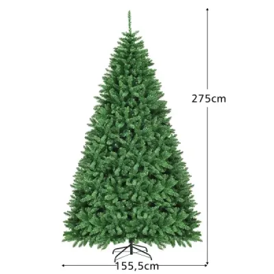 275 cm umělý vánoční stromek Kovový stojan Umělý stromek s 3594 hroty