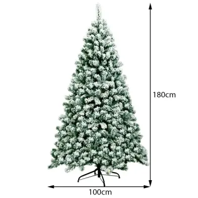 180 cm vysoký umělý vánoční stromek s teplými LED světly Vánoční stromek zelená + bílá