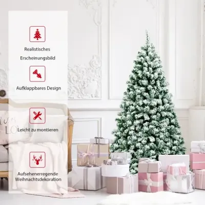 180 cm vysoký umělý vánoční stromek s teplými LED světly Vánoční stromek zelená + bílá
