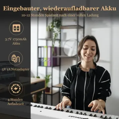 Skládací elektronická klávesnice sklopná s 88 podsvícenými klávesami Digitální klávesnice Digitální klávesnice bílá