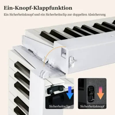 Skládací elektronická klávesnice sklopná s 88 podsvícenými klávesami Digitální klávesnice Digitální klávesnice bílá