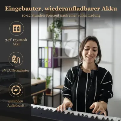 Skládací elektronická klávesnice sklopná s 88 podsvícenými klávesami Digitální klávesnice Digitální klávesnice černá