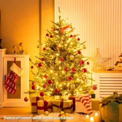 136 cm umělý vánoční stromek se světly a 180 teplými bílými LED světly