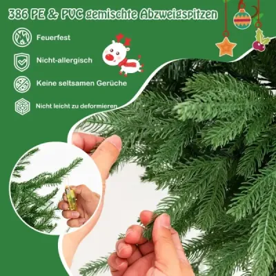 136 cm umělý vánoční stromek se světly a 180 teplými bílými LED světly