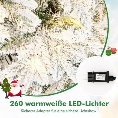 180 cm umělý vánoční stromek se světly a 260 LED diodami v teplé bílé