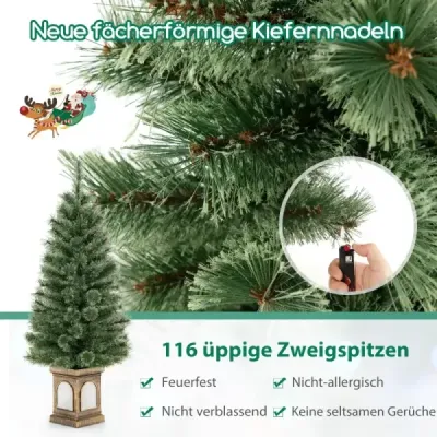 120 cm umělý vánoční stromek v květináči se světly a světly, časovačem a tipy na větve