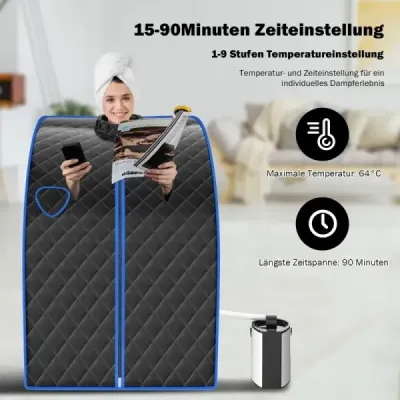 3L 1000W mini parní sauna s funkcí mlha Domácí sauna 78 x 87 x 101 cm Černá