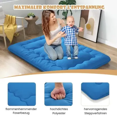 140 x 200 cm japonská futonová matrace s omyvatelným potahem a taškou Tatami Mat Blue