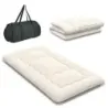 Japonská futonová matrace Tatami Mat Matrace na podlahu skládací matrace s pratelným potahem Béžová 200 x 90 x 10 cm
