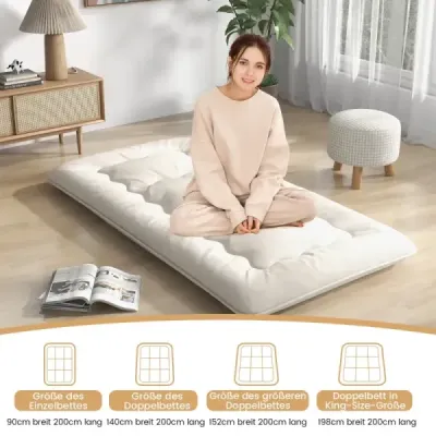 Japonská futonová matrace Tatami Mat Matrace na podlahu skládací matrace s pratelným potahem Béžová 200 x 90 x 10 cm