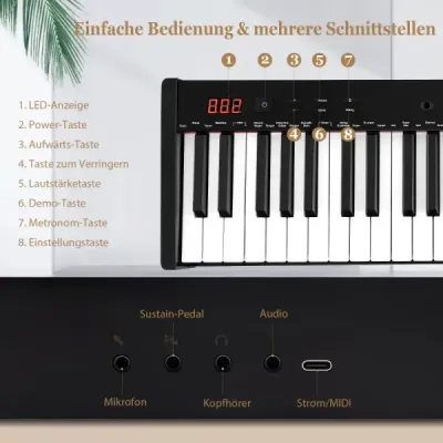 Přenosná elektronická klávesnice s 61 klávesami a stojanem a židlí Elektrické piano Digitální klávesnice