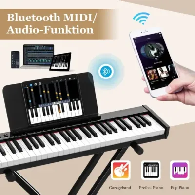 Přenosná elektronická klávesnice s 61 klávesami a stojanem a židlí Elektrické piano Digitální klávesnice