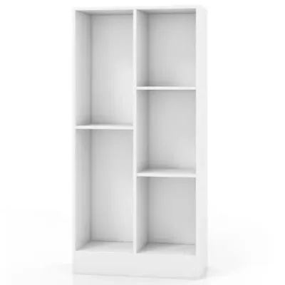 Regál s 5 přihrádkami Stojící regál Kostka Kancelářský regál Úložný regál do obývacího pokoje 50 x 24 x 104 cm Bílý